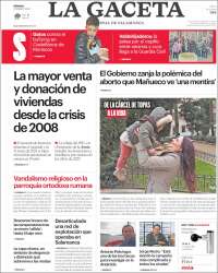 Portada de La Gaceta de Salamanca (España)