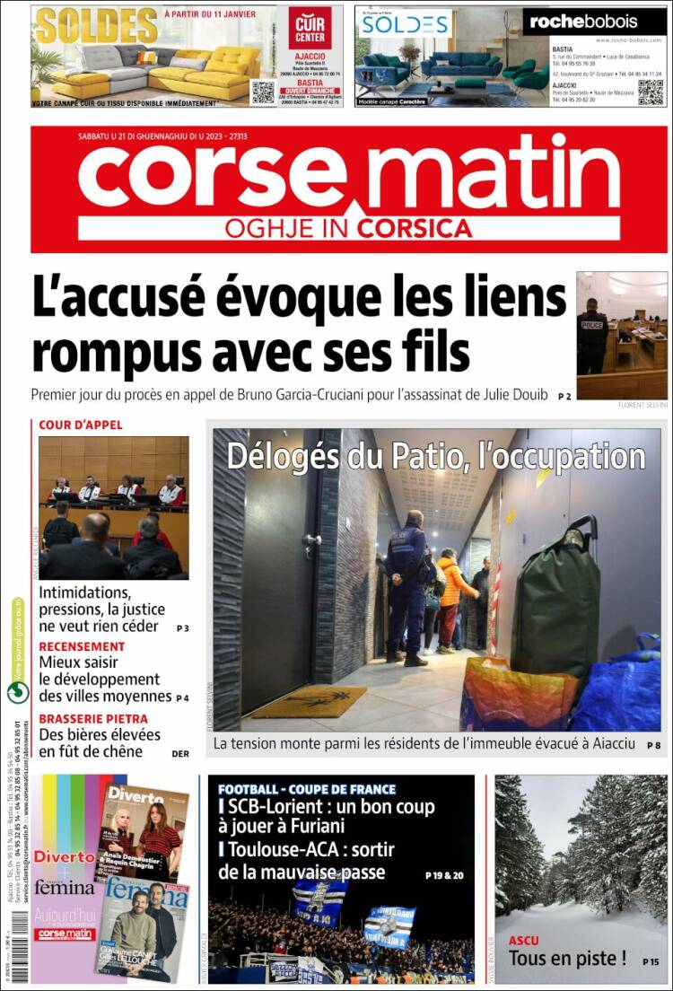 Portada de Corse-Matin (Francia)