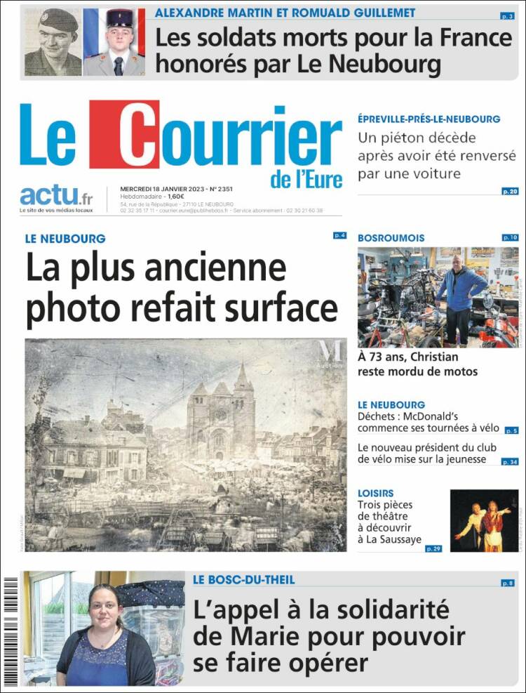 Portada de Le Courrier de l'Ouest (Francia)