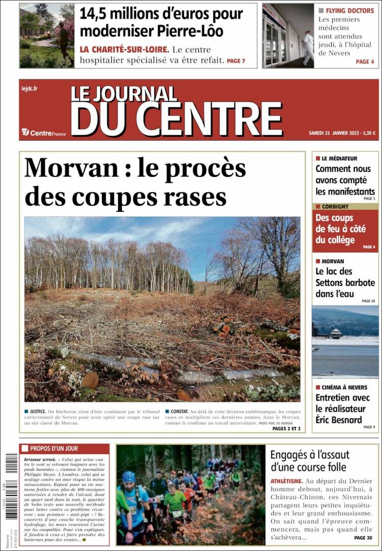 Portada de Le Journal du Centre (Francia)