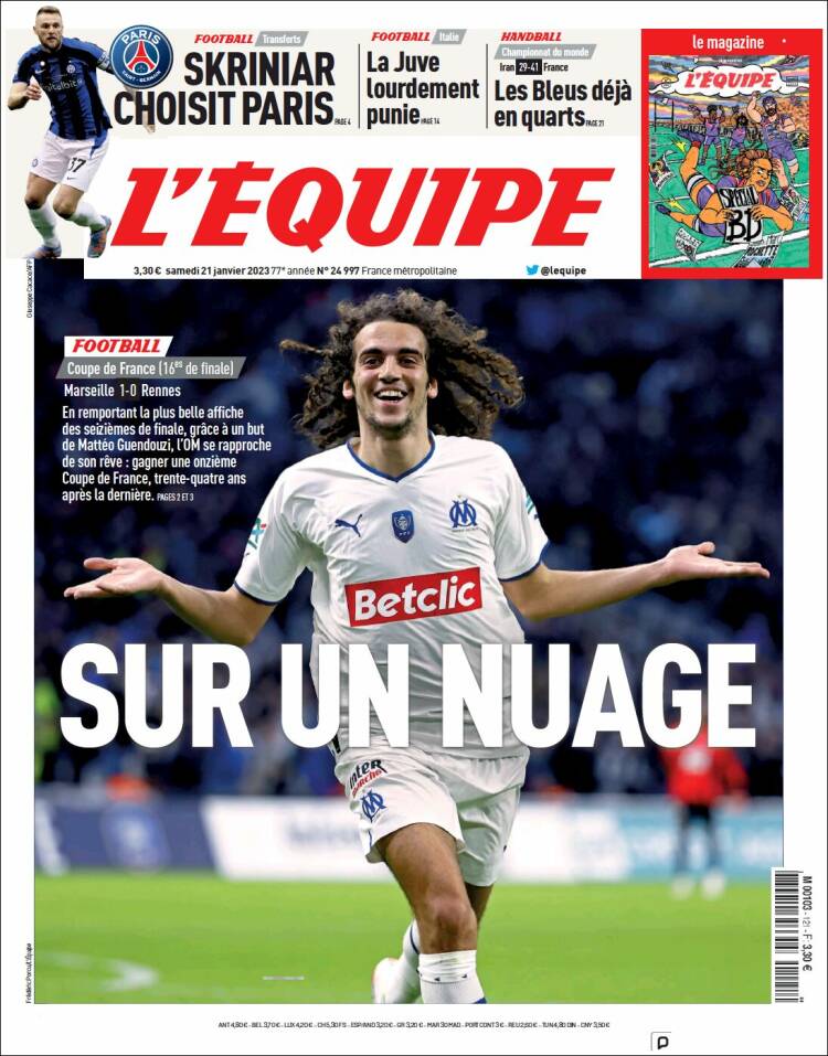 Journal L'Equipe (France). Les Unes des journaux de France. Édition du ...