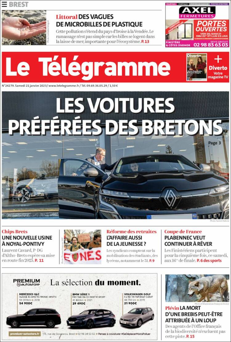 Portada de Télégramme (Francia)