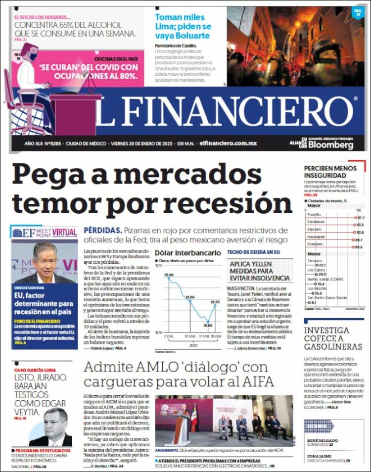 Portada de El Financiero (México)