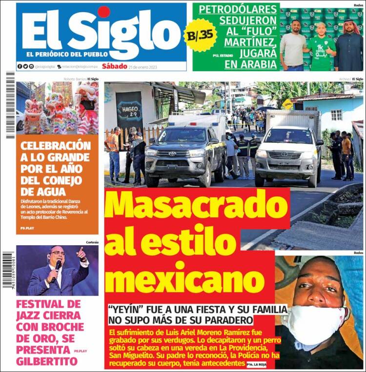 Portada de El Siglo (Panamá)