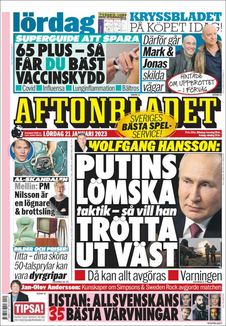 Portada de Aftonbladet (Suecia)