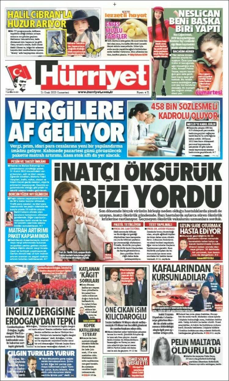Portada de Hürriyet (Turqu&iacute;a)