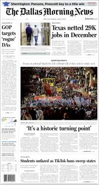 Portada de Dallas Morning News (États-Unis)