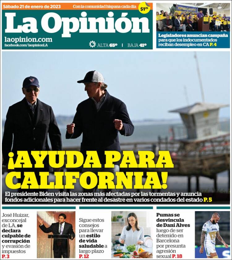 Portada de La Opinión (USA)