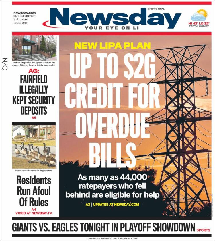 Portada de Newsday (USA)