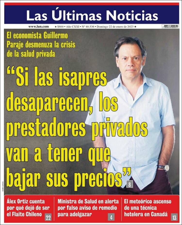 Portada de Las Últimas Noticias (Chile)