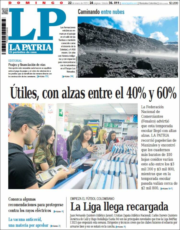 Portada de La Patria (Colombia)