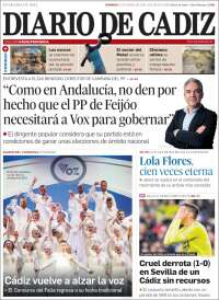 Portada de Diario de Cádiz (España)