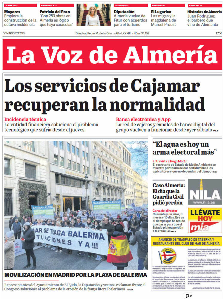 Portada de La Voz de Almería (España)