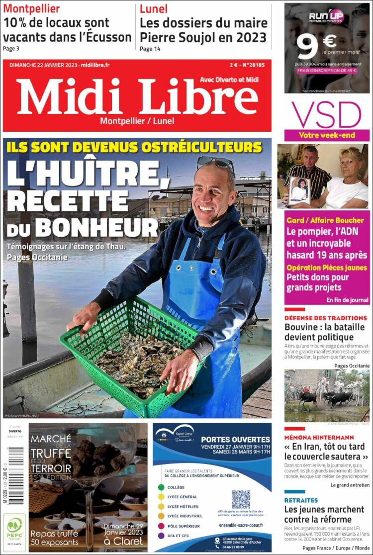 Portada de Midi Libre (Francia)