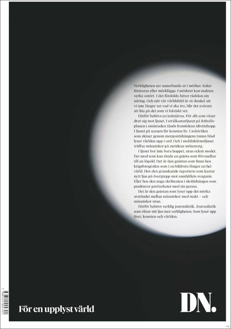 Portada de Dagens Nyheter (Suecia)