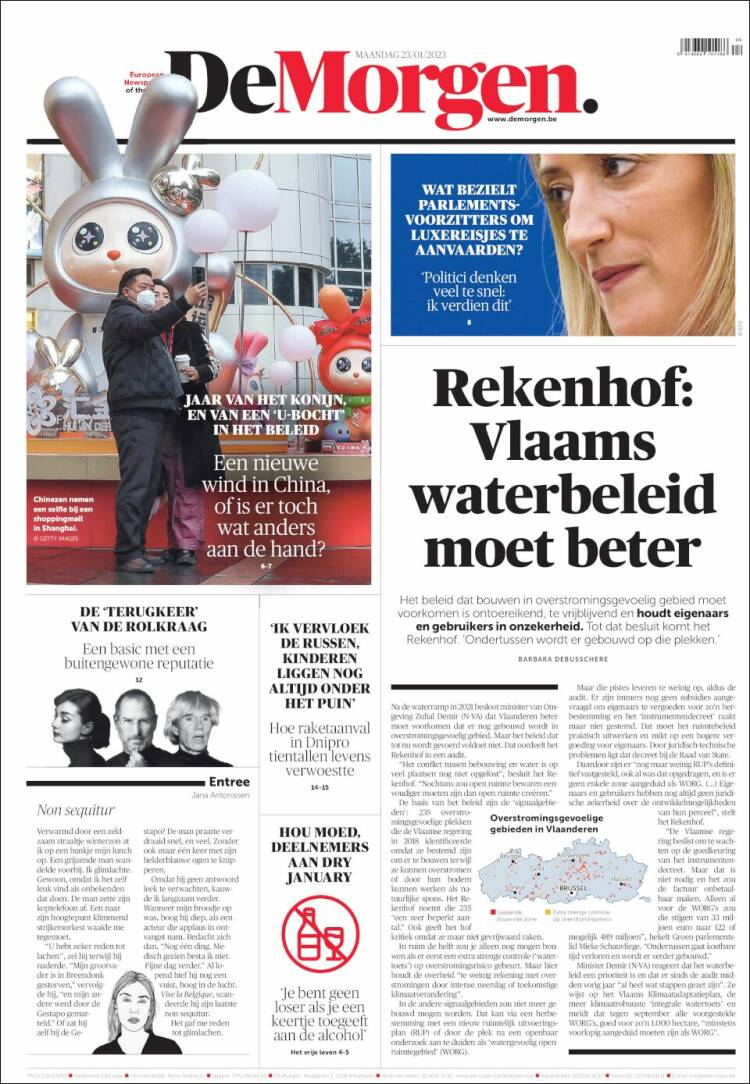 Portada de De Morgen (B&eacute;lgica)