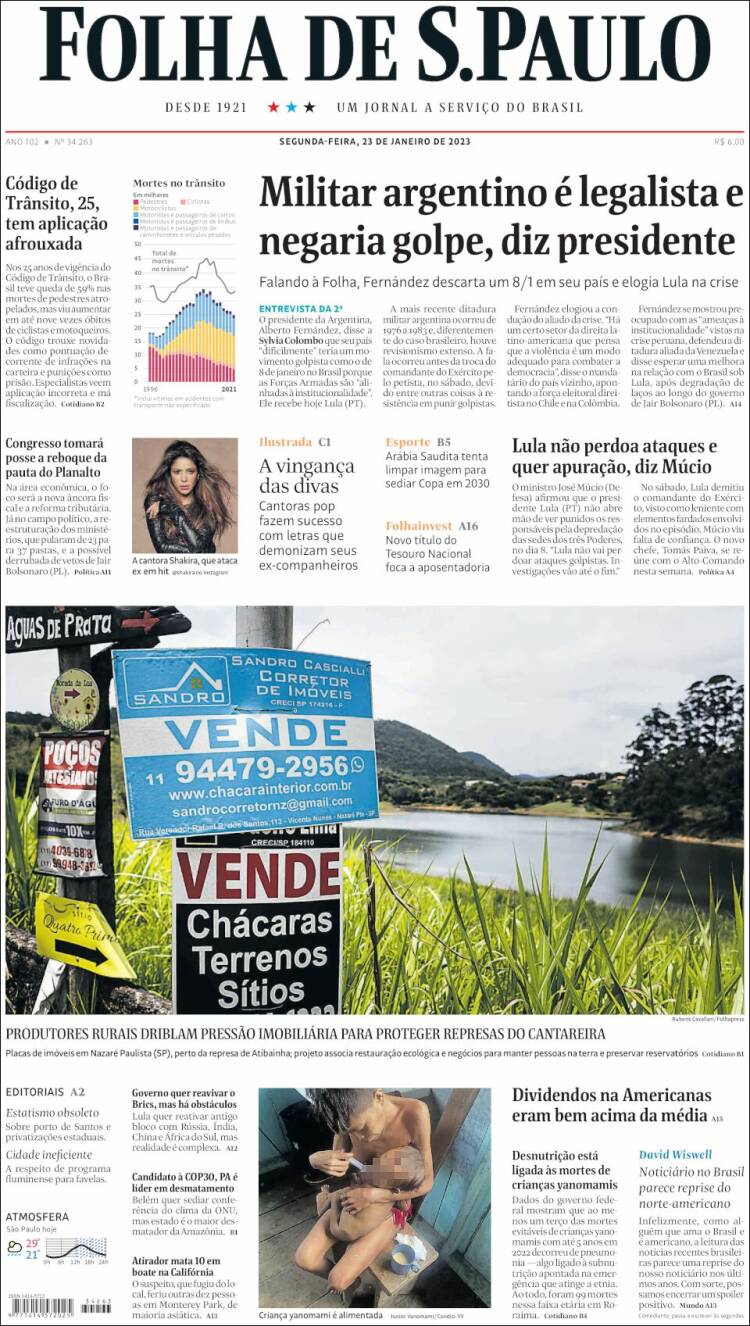 Portada de Folha de São Paulo (Brasil)
