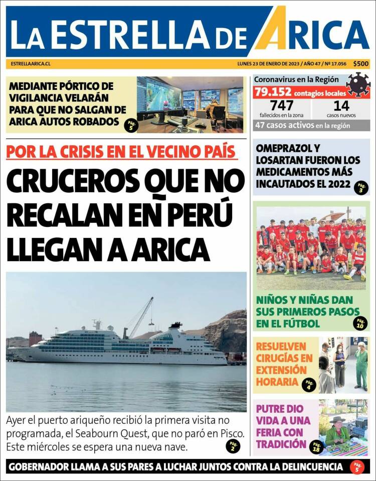 Portada de La Estrella de Arica (Chile)