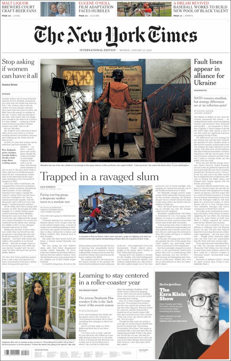 Portada de International New York Times (Europa)