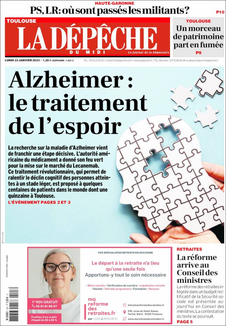 Portada de La Dépêche du Midi (Francia)