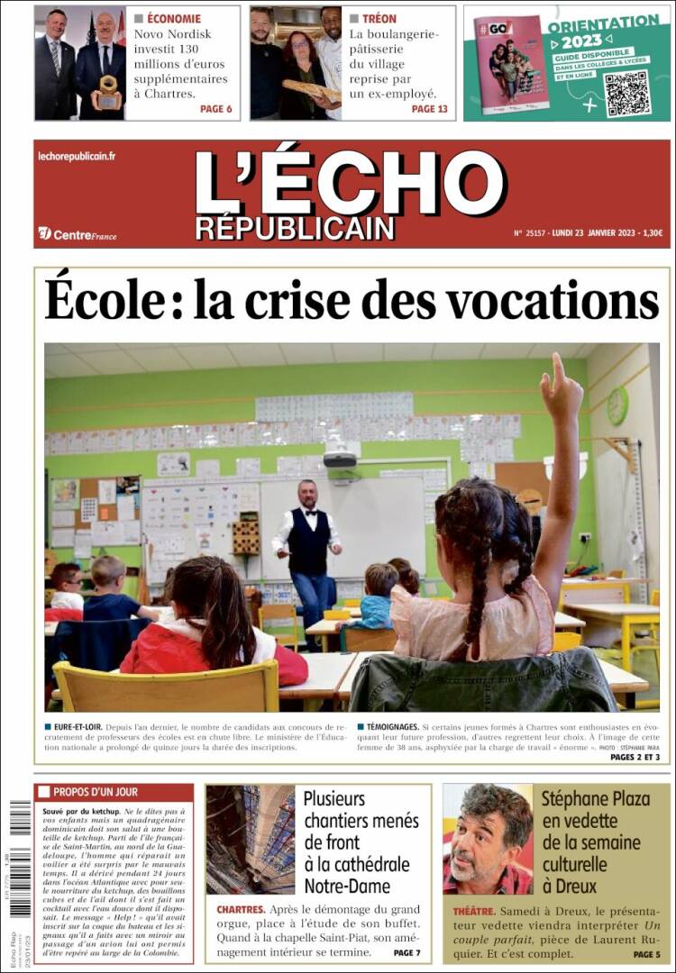 Portada de L'Echo Républicain (Francia)