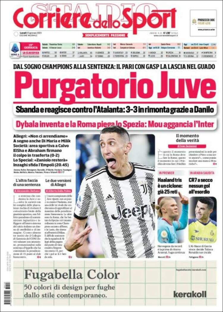 Portada de Corriere dello Sport (Italia)