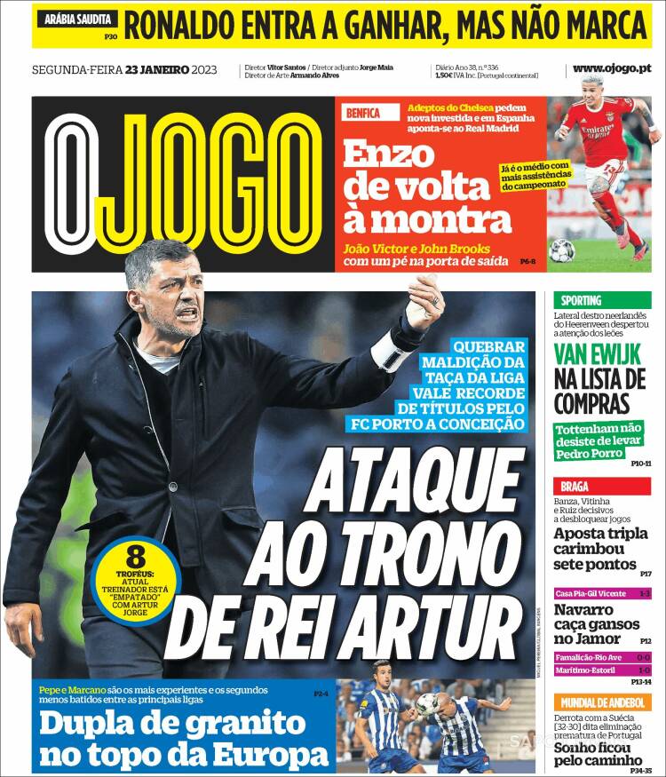 Portada de O Jogo (Portugal)