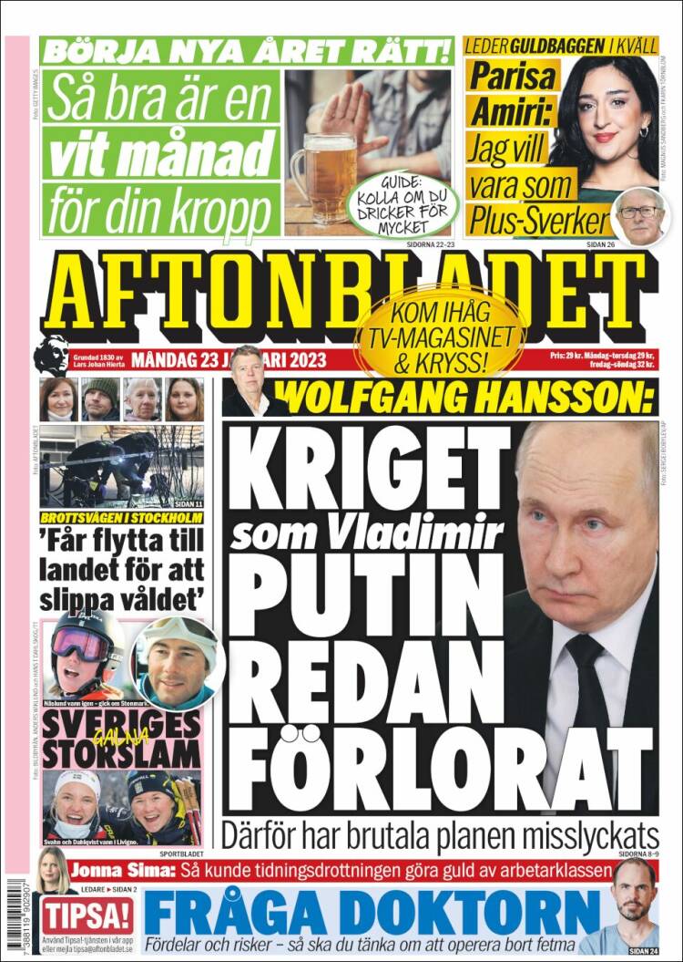 Portada de Aftonbladet (Suecia)