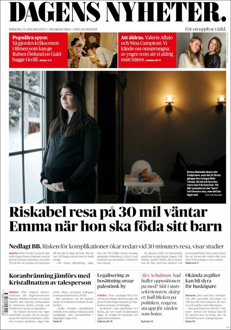 Portada de Dagens Nyheter (Suecia)