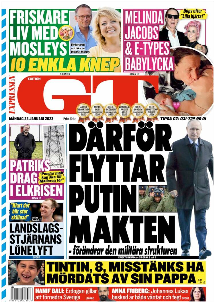 Portada de Göteborgstidningen (Suecia)