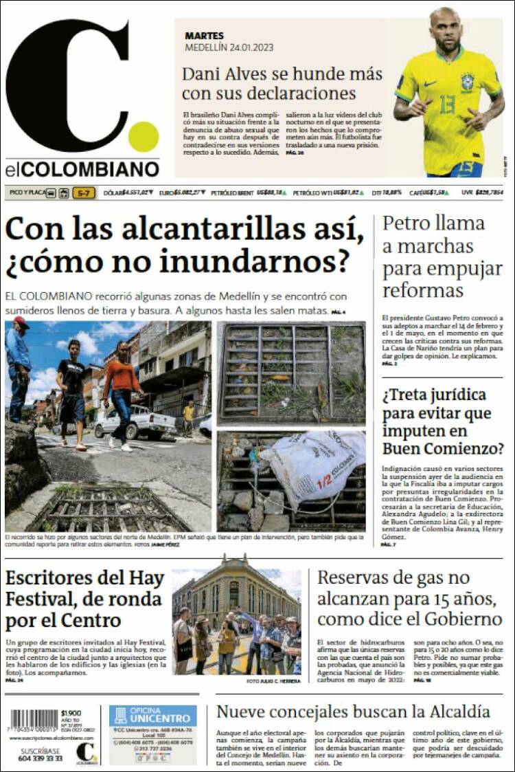 Portada de El Colombiano (Colombia)