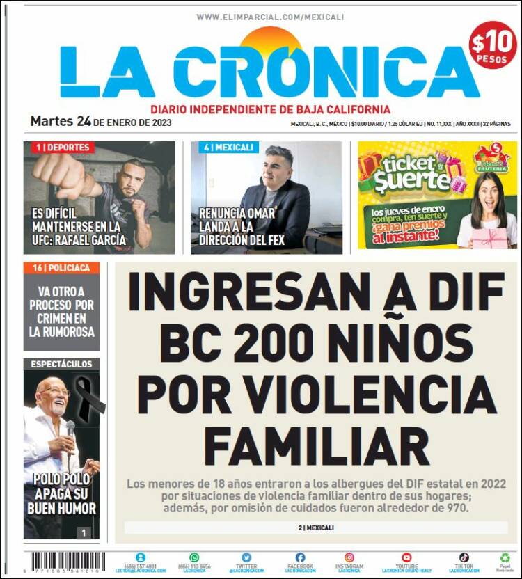 Portada de La Crónica de Baja California (México)