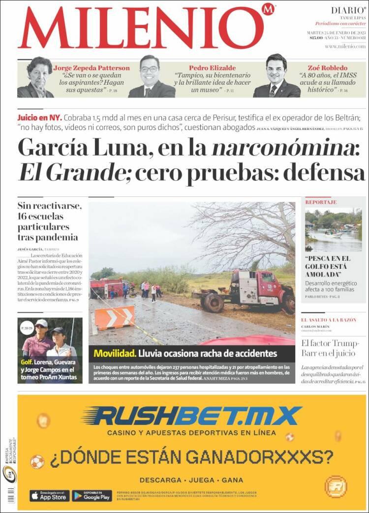 Portada de Milenio - Tamaulipas (México)