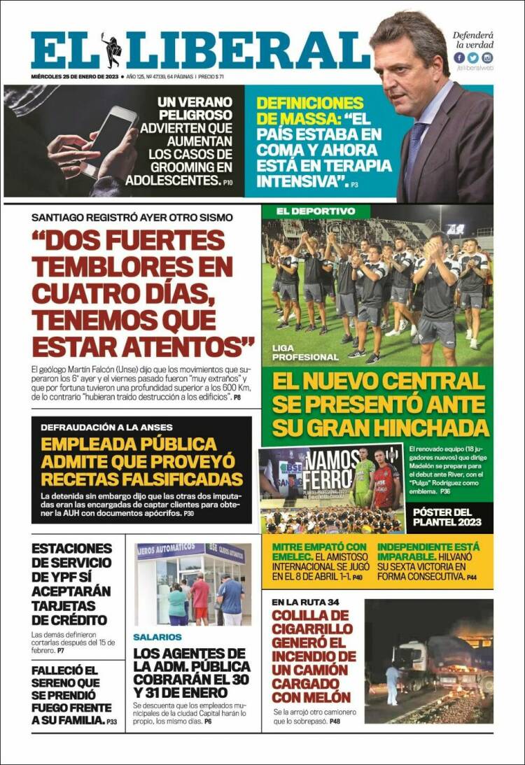 Portada de Diario El Liberal (Argentina)