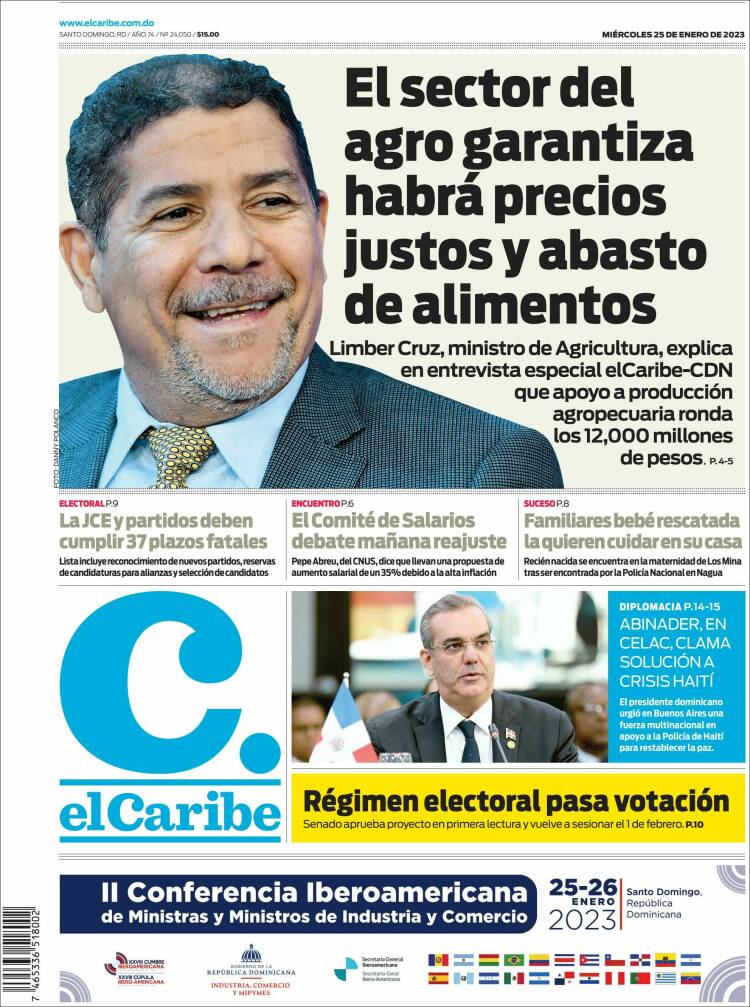 Portada de El Caribe (R. Dominicana)