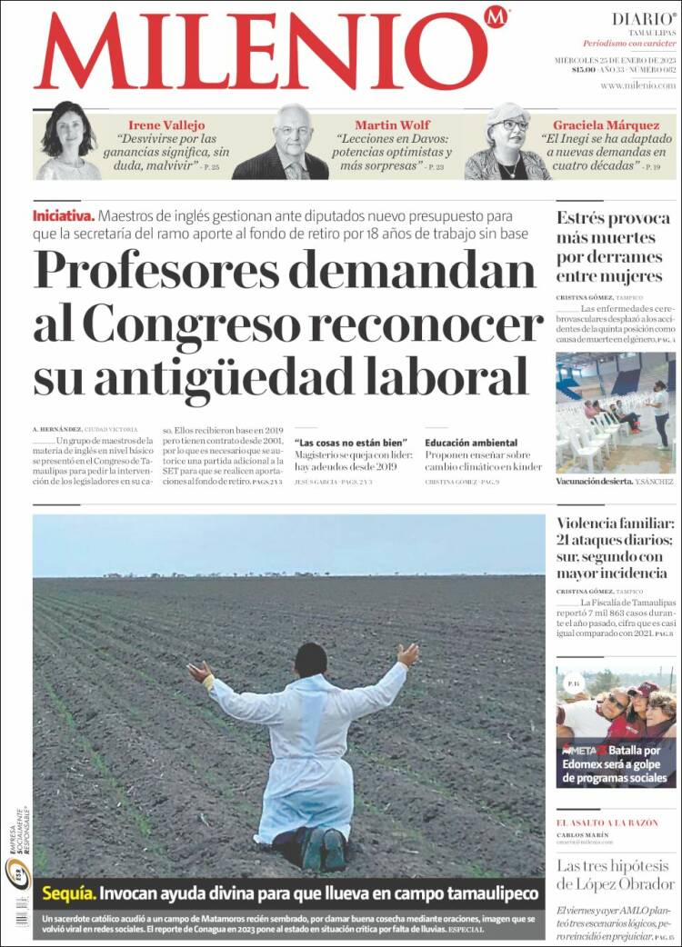 Portada de Milenio - Tamaulipas (México)