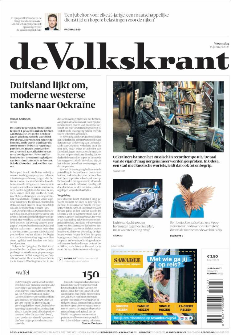 Portada de De Volkskrant (Pa&iacute;ses Bajos)