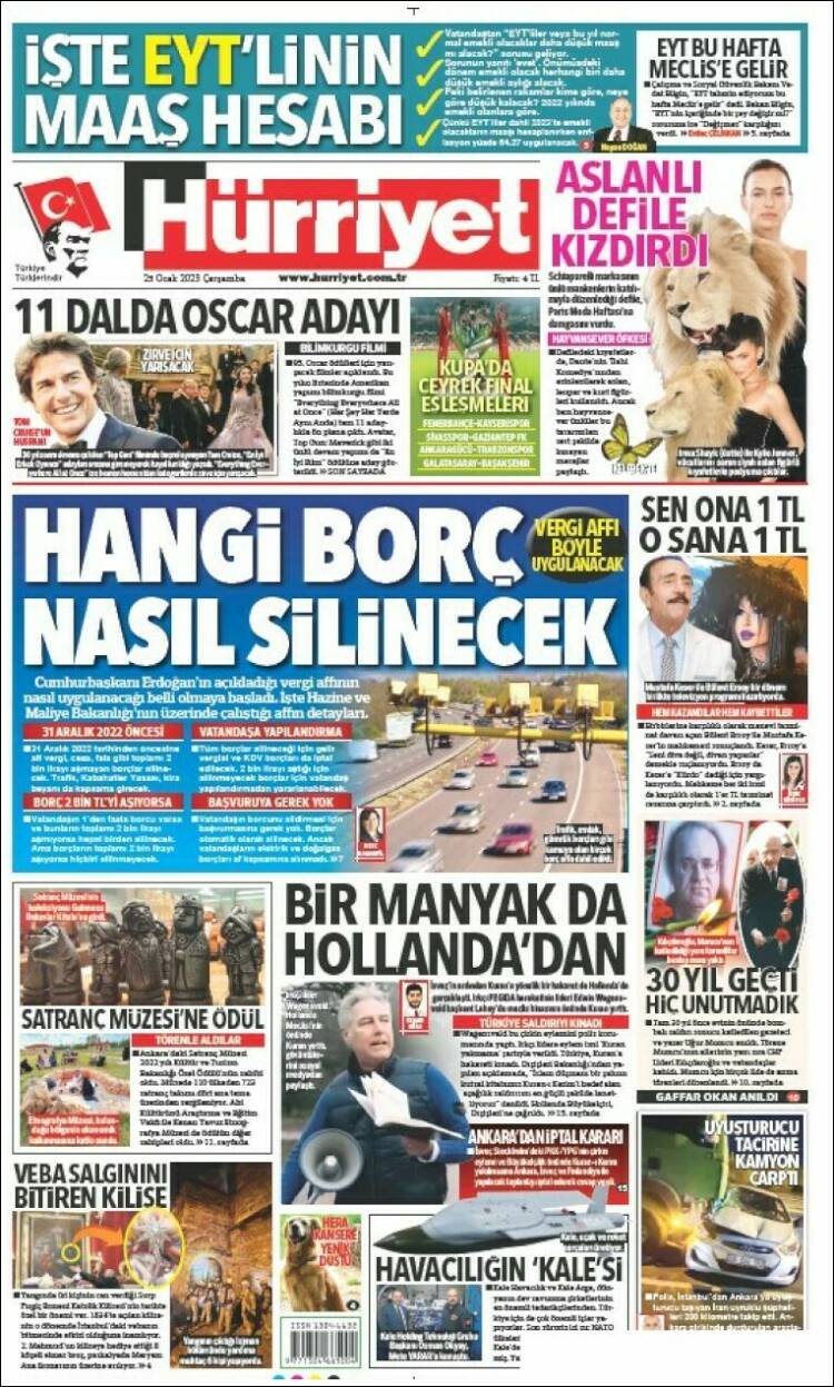 Portada de Hürriyet (Turqu&iacute;a)