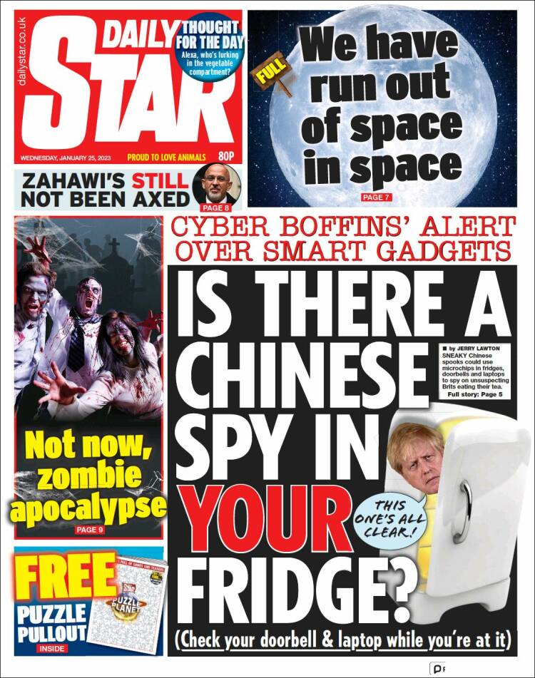 Portada de Daily Star (Reino Unido)