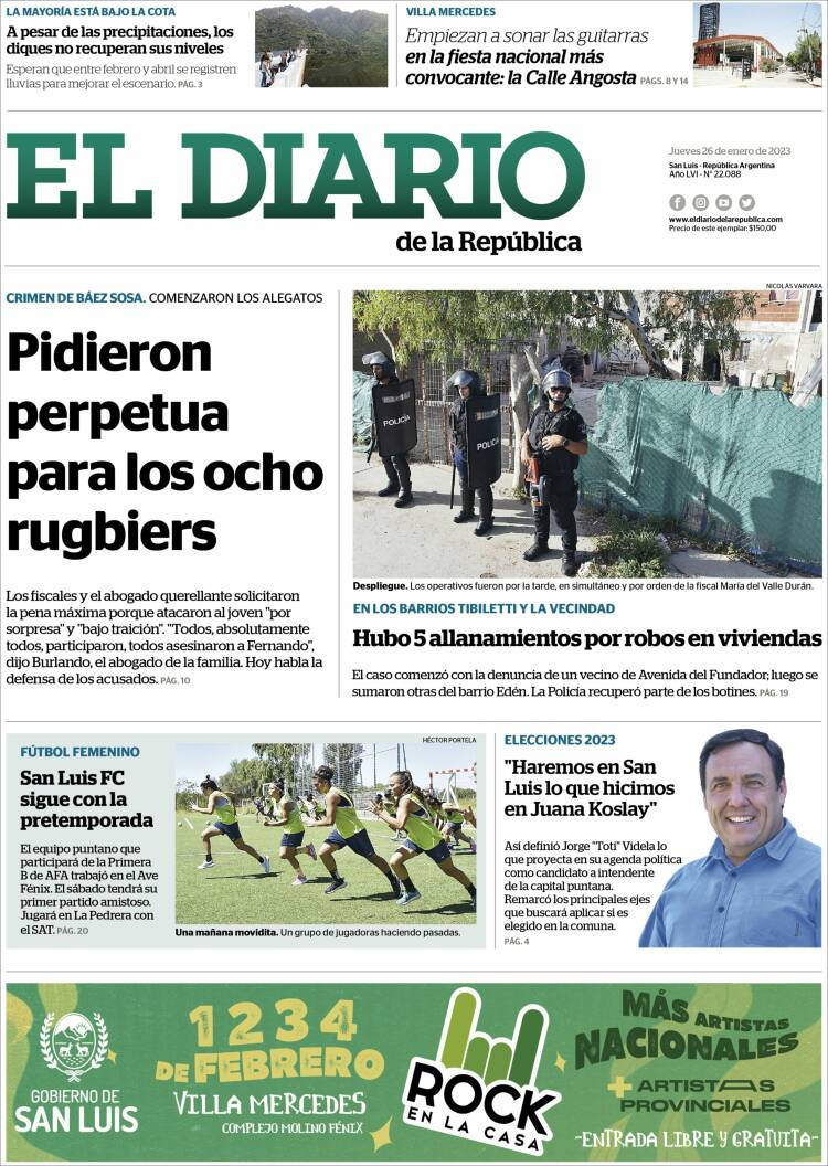 Portada de Diario de la República (Argentina)