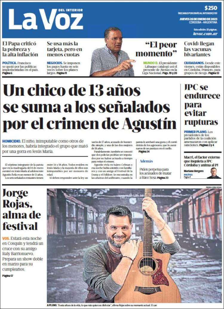 Portada de La Voz del Interior (Argentina)