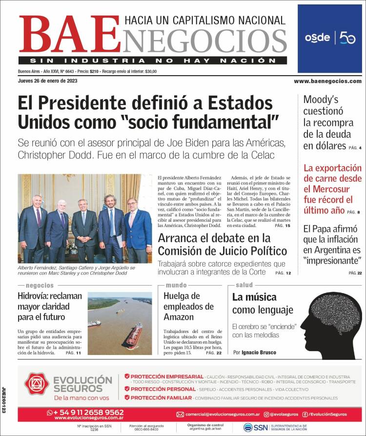 Portada de Buenos Aires Económico (Argentina)