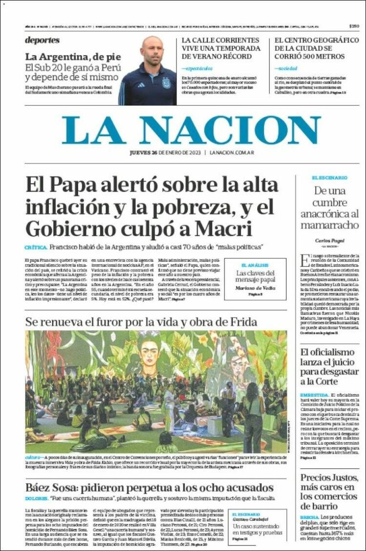 Portada de La Nación (Argentina)