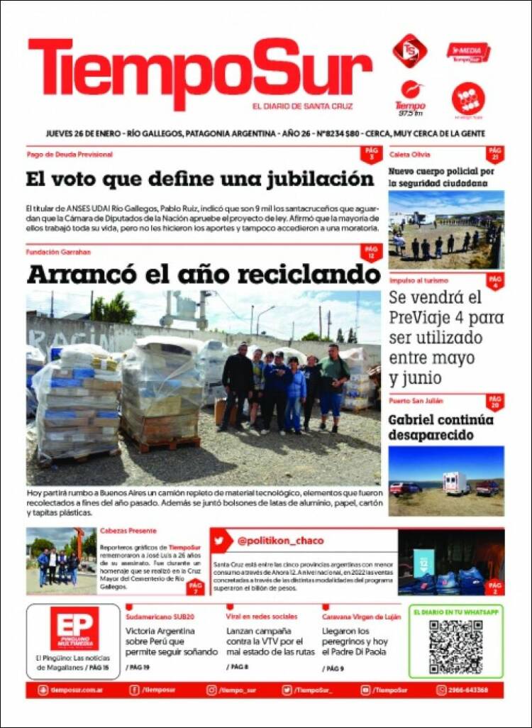 Portada de Tiempo Sur (Argentina)