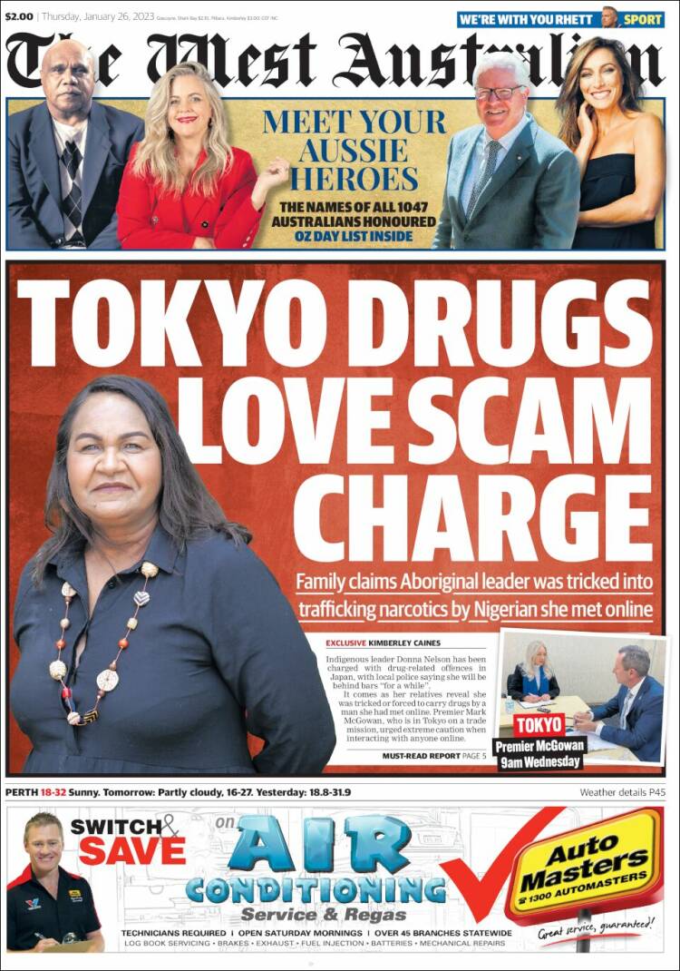 Portada de The West Australian (Australia)