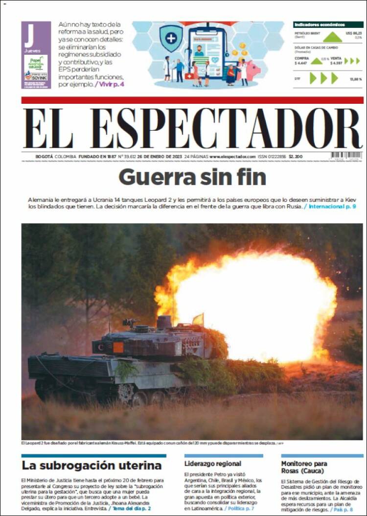 Portada de El Espectador (Colombia)