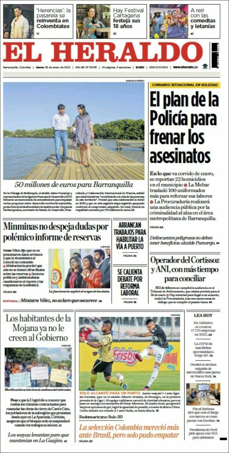 Portada de El Heraldo (Colombia)