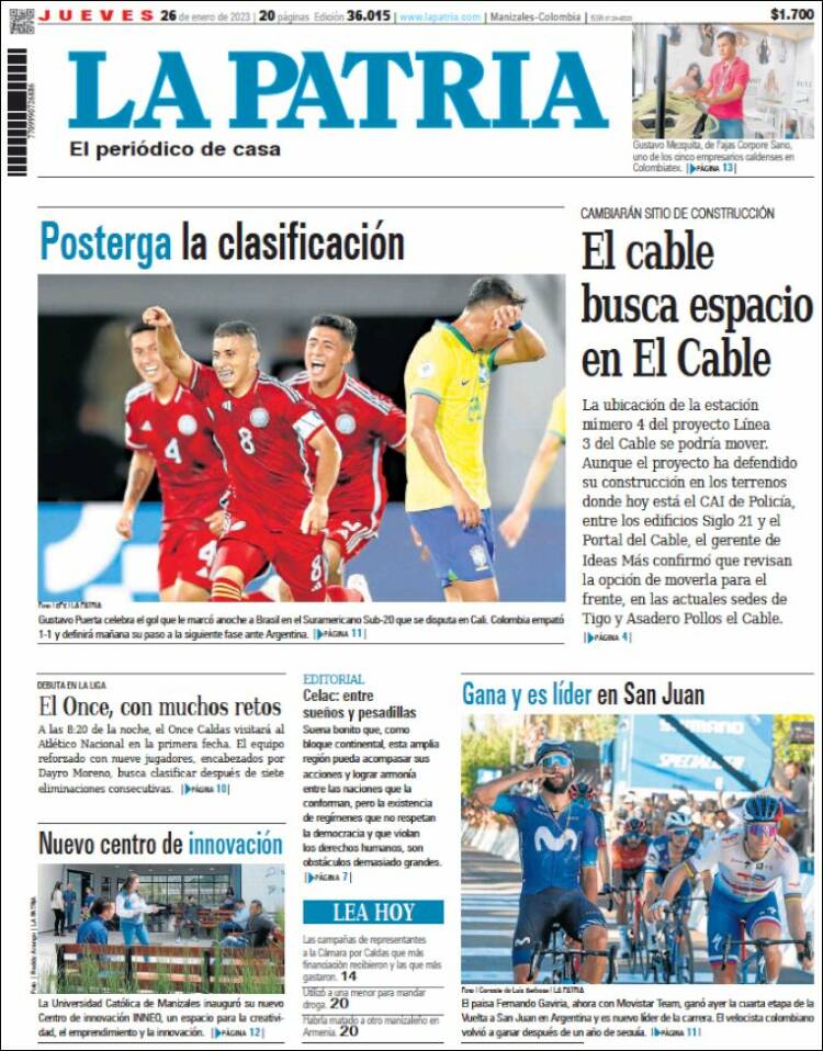Portada de La Patria (Colombia)