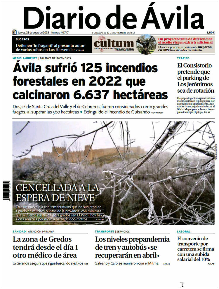 Portada de Diario de Ávila (Spain)