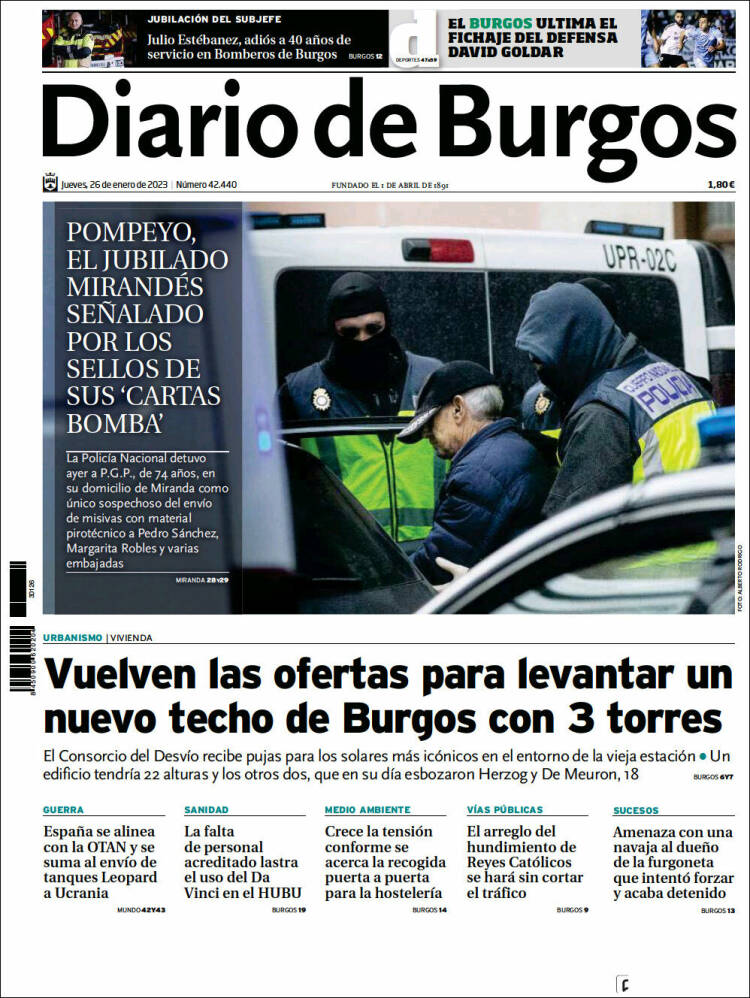 Portada de Diario de Burgos (Spain)